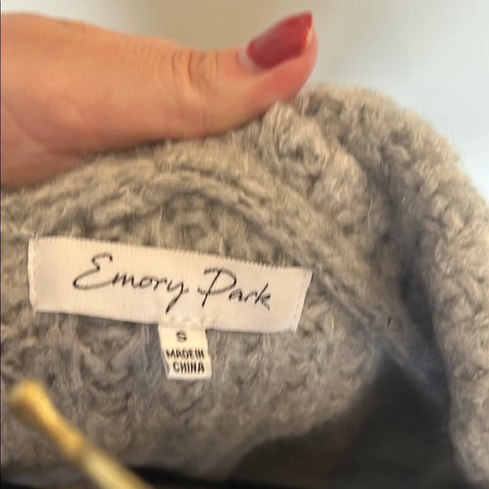 Emory Park Cozy Gray Knit Hoodie Sweater Dress
